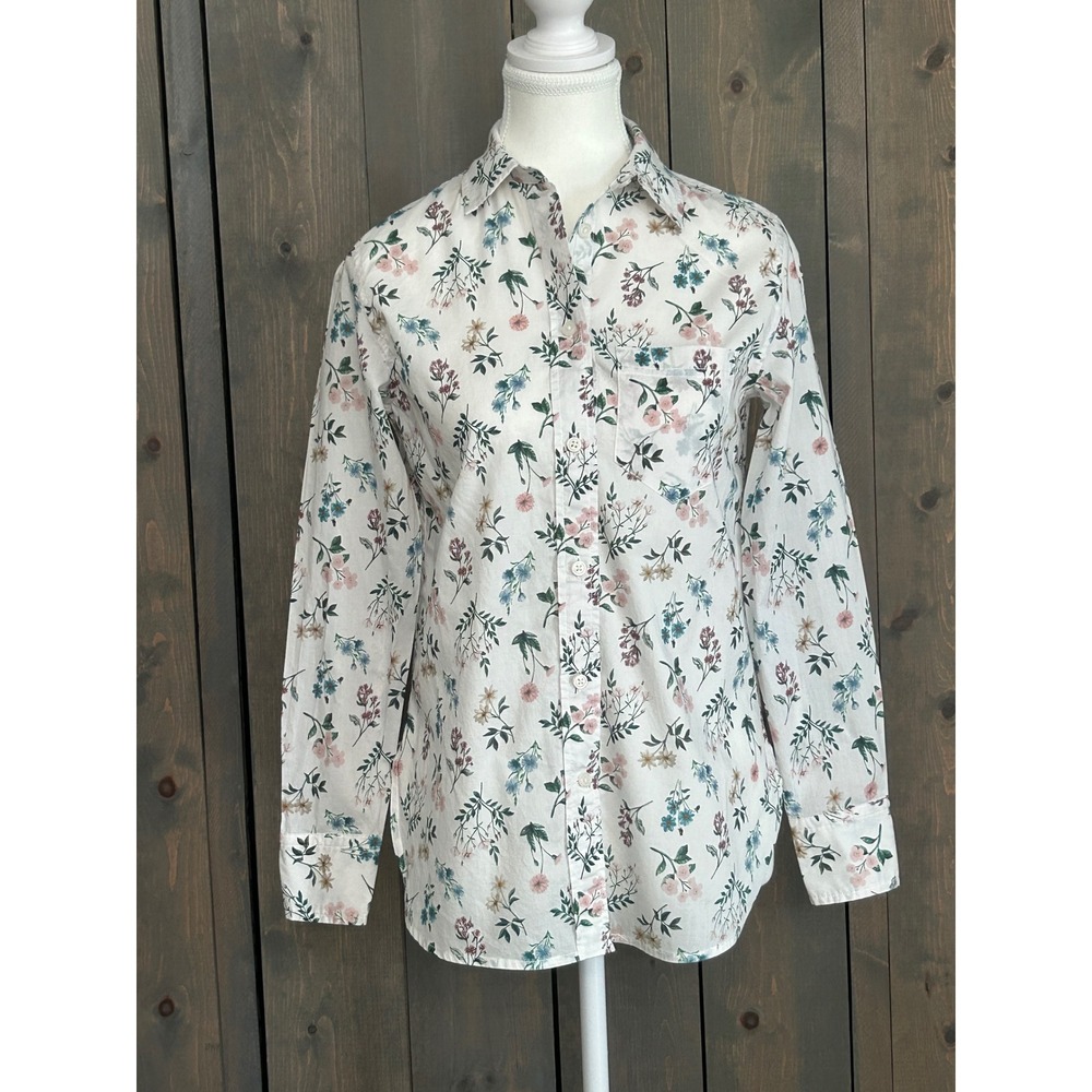 J.Crew Liberty Fabric Floral Button Down Shirt White Pink Blue Classic Fit 00